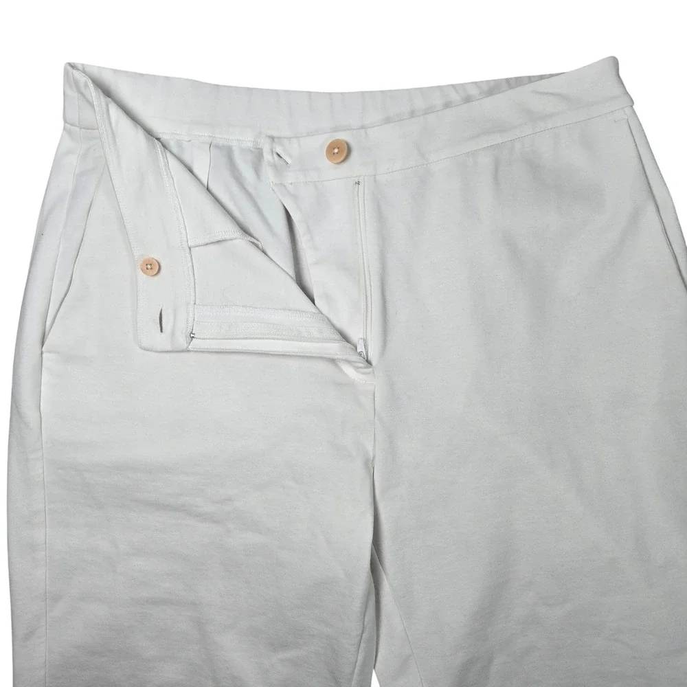 Eileen Fisher White Organic Cotton‎ Blend Tapered Ankle Pants Womens Medium